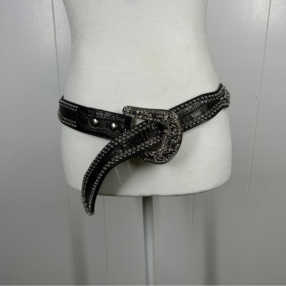 Black Studded and Crystal Embellished Cowgirl Belt main image 6